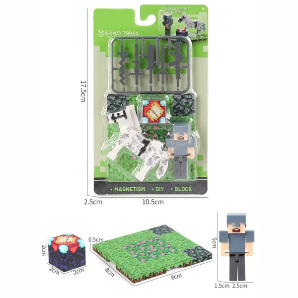 Blocos Magnéticos Colecionáveis Infantil estilo Minecraft – Conjunto de Montagem Educativo
