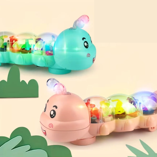 Brinquedo de Engatinhar em Formato de Lagarta – Com Luzes, Música e Movimento Automático
