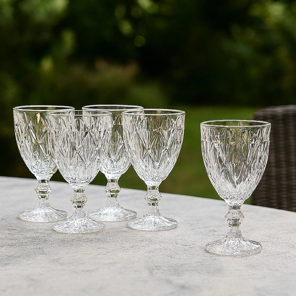 Jogo 6 Taças de Vidro Diamante Abacaxi Bico de Jaca 330ml – Copo Transparente Gourmet