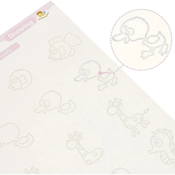 Kit 4 Livros de Escrita Mágica Infantil – Cadernos Reutilizáveis Montessori para Alfabeto, Números, Matemática e Desenho