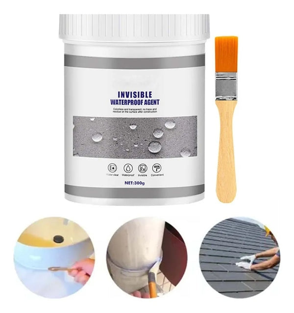 Selante Impermeabilizante Invisível 500g com Pincel – Revestimento Transparente Anti-Vazamento para Banheiros, Telhados e Paredes