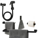 Kit Acessórios de Banheiro Preto de Alumínio