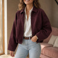 Jaqueta Camurça Cropped - Marrom Escuro