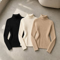 Kit 3 Blusas Tricot Feminina Gola Alta Canelada Basica 3