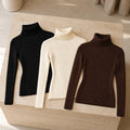Kit 3 Blusas Tricot Feminina Gola Alta Canelada Basica 8
