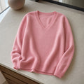 Pulover Feminino Caxemira Decote V Rendado Inverno 5